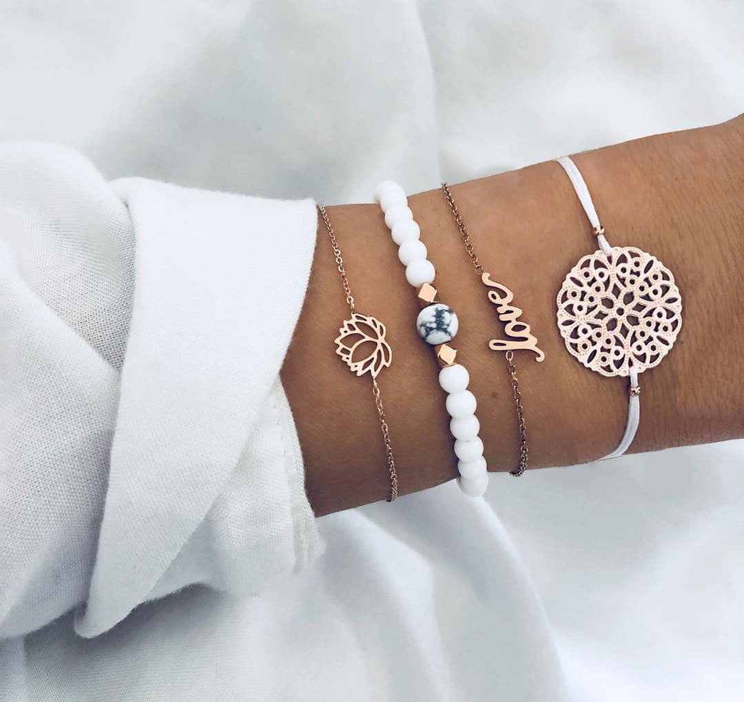 Traje de pulsera de cadena con cuentas para mujer