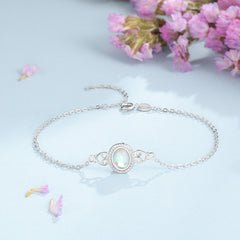 Pulsera de Plata S925 Piedra Luna Ovalada