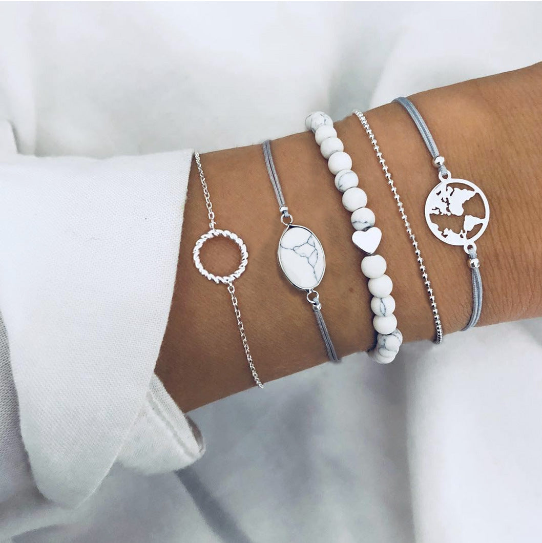 Traje de pulsera de cadena con cuentas para mujer