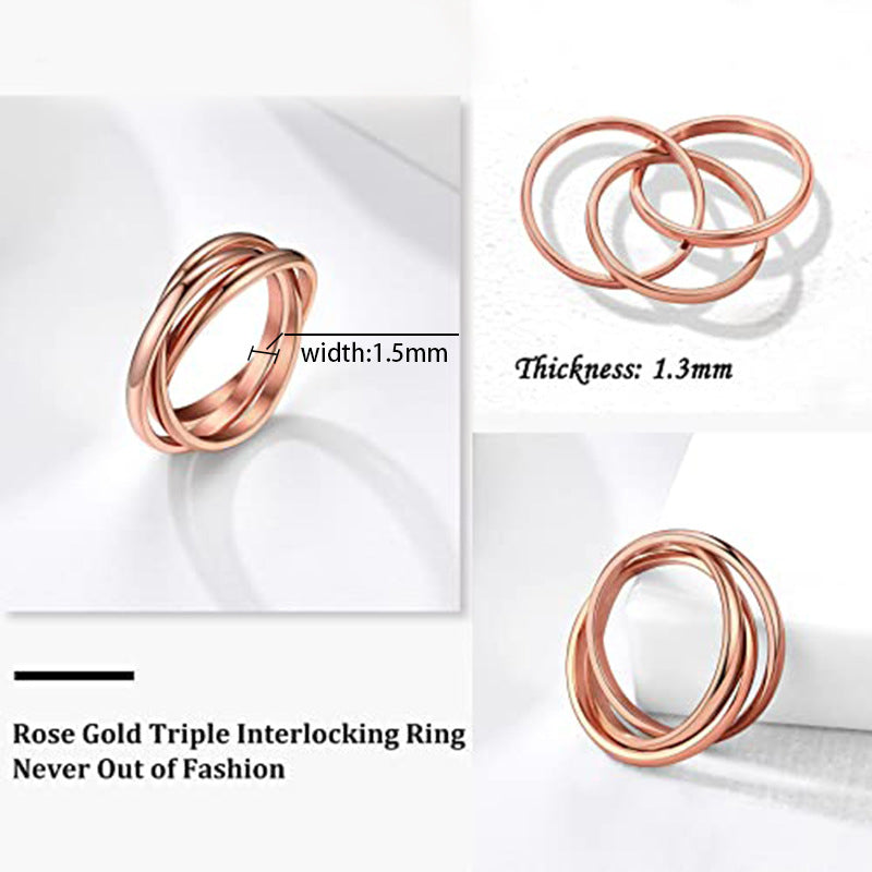 Three-ring Rotating Ring For Couple Creative Personalized Anxiety Relief Rings Women Geometric Jewelry