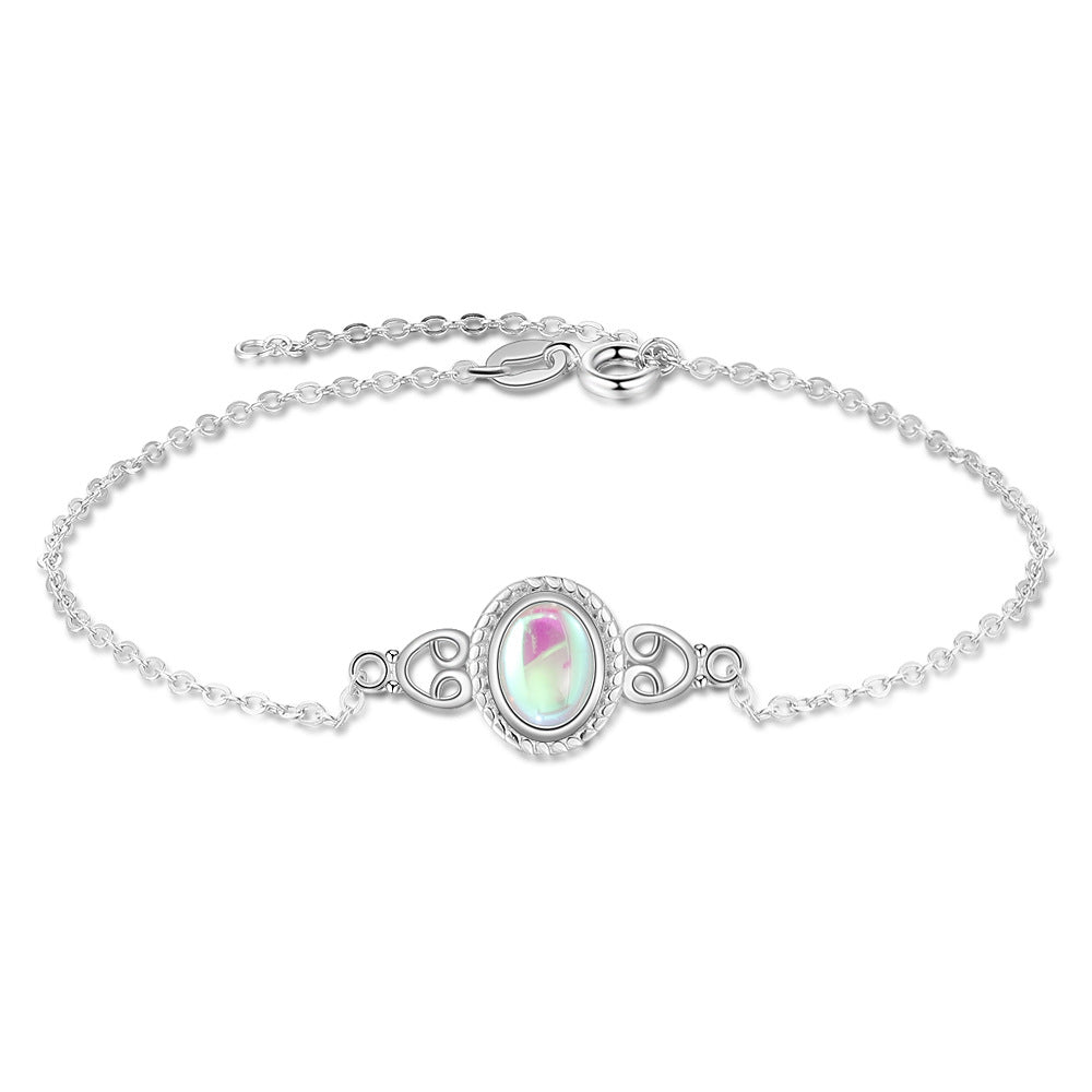 S925 Silver Bracelet Oval Moon Stone