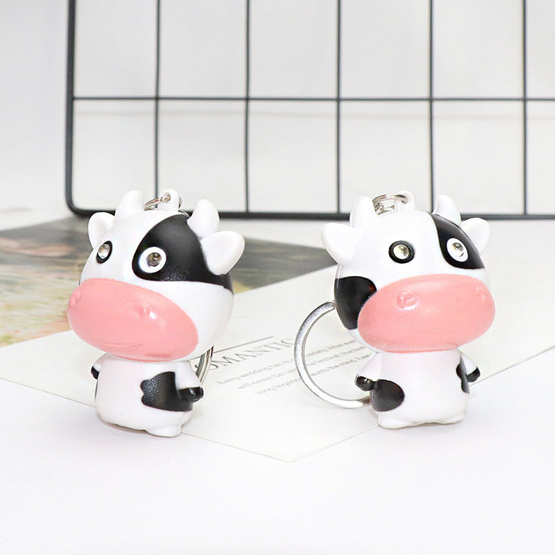 Creative Sound Glowing Cow Pendant Keychain