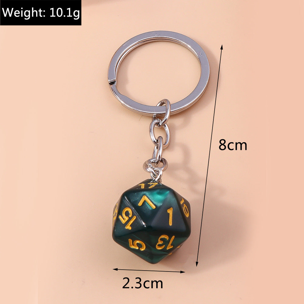 Colorful Multi-sided Dice Fun Pendant Men's Keychain