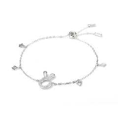 Pulsera de plata de ley con adorno de mano femenina, joyería de cristal