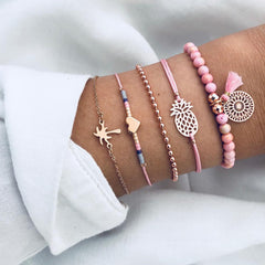 Traje de pulsera de cadena con cuentas para mujer