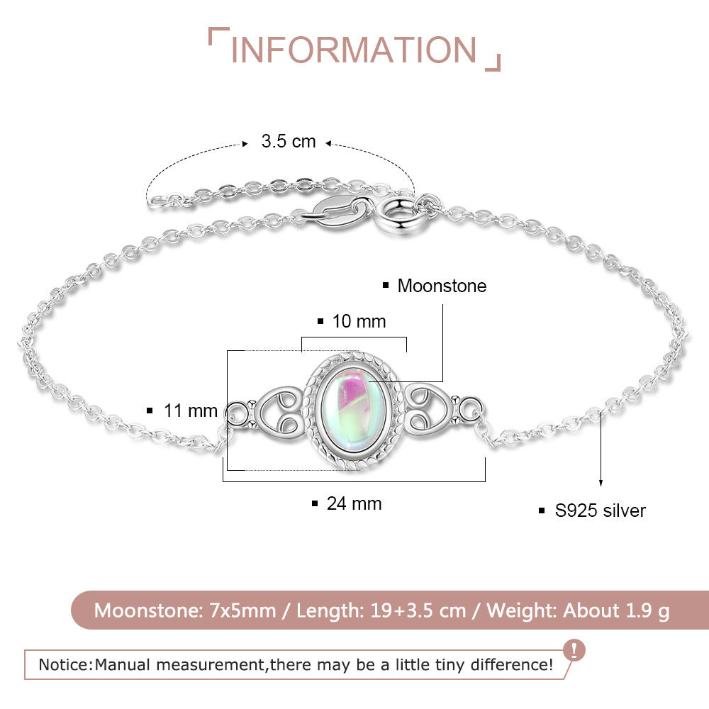 S925 Silber Armband Ovaler Mondstein