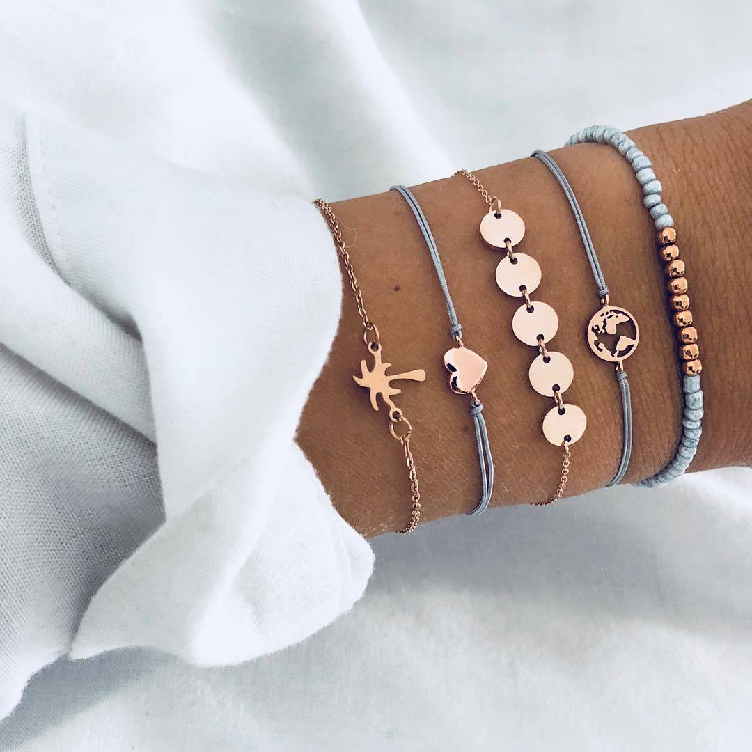 Traje de pulsera de cadena con cuentas para mujer