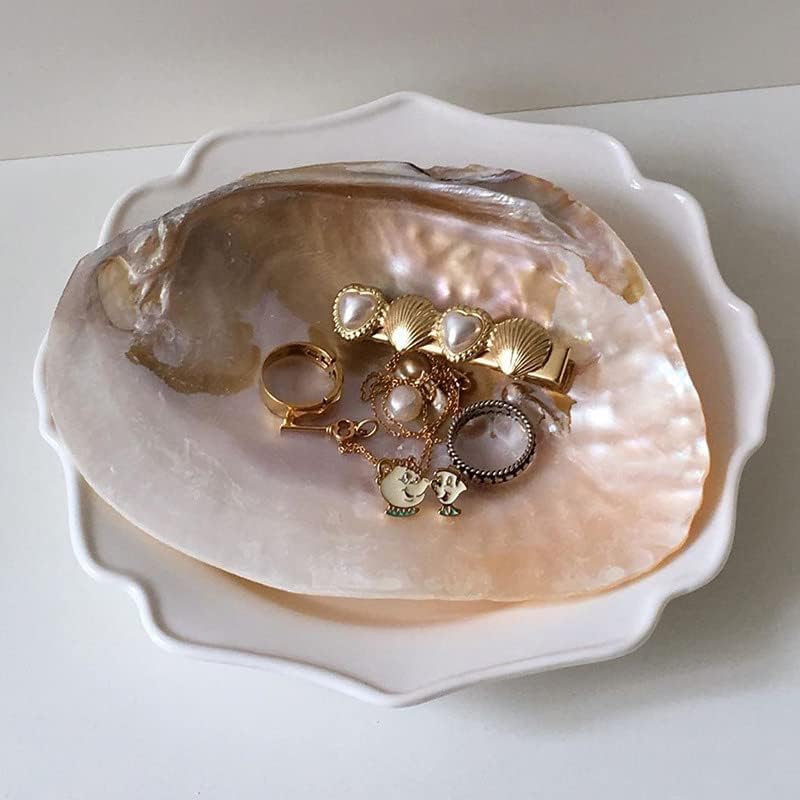 Natural Shell Jewelry Dish Tray Decorative Trinket Dish Stand Ring Jewelry Dish Photography Prop Displays for Earring Ring Organizer Holder Décor