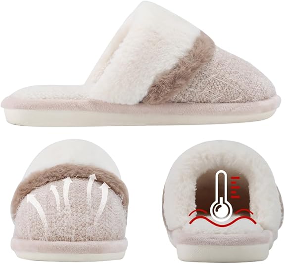 Cozy Slippers for Women Indoor and Outdoor Fuzzy House Shoes with Memory Foam Anti-Skid Sole Gifts for Women Mom Ladies