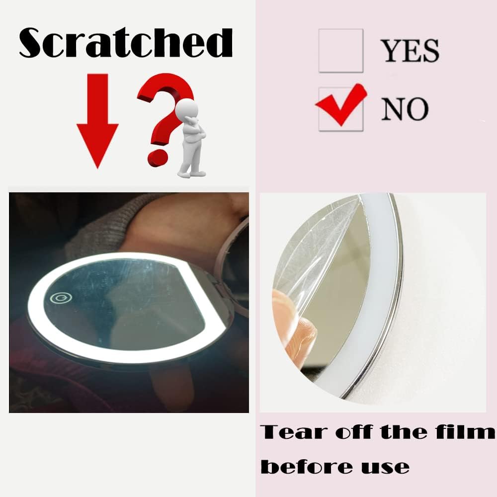 LED Compact Mirror with Lights, Dimmable, Portable, Magnifying, Rechargeable