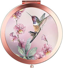 Compact Mirror Round Rose Gold Makeup Mirror Folding Mini Pocket Mirror Portable Hand Mirror Double-Sided with 2 x 1x Magnification for Woman Mother Kids Great Gift - Hummingbird