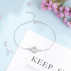 S925 Silver Bracelet Oval Moon Stone