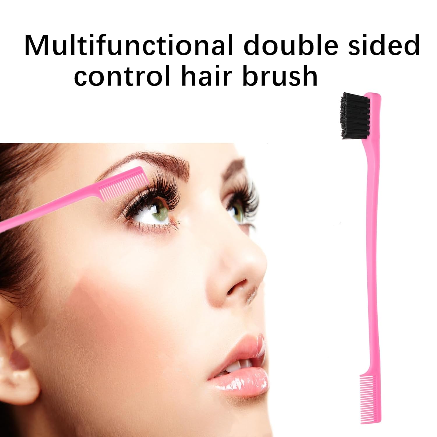 8Pcs Hair Brushes Set with 4Pcs Hair Tail Tools 1Pcs Bristle Teasing Hair Brush 1Pcs Edge Control Brush 2Pcs Metal Pin Rat Tail Combs for Woman Girl Hair Styling,Edge&Back Brushing,Pink