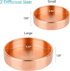 Exttlliy Circular Copper Ring Holder Jewelry Organizer Trays Muti-Functionary Storage Dish with Edge Roll for Key Earring Bracelet (Rose Gold, Small)