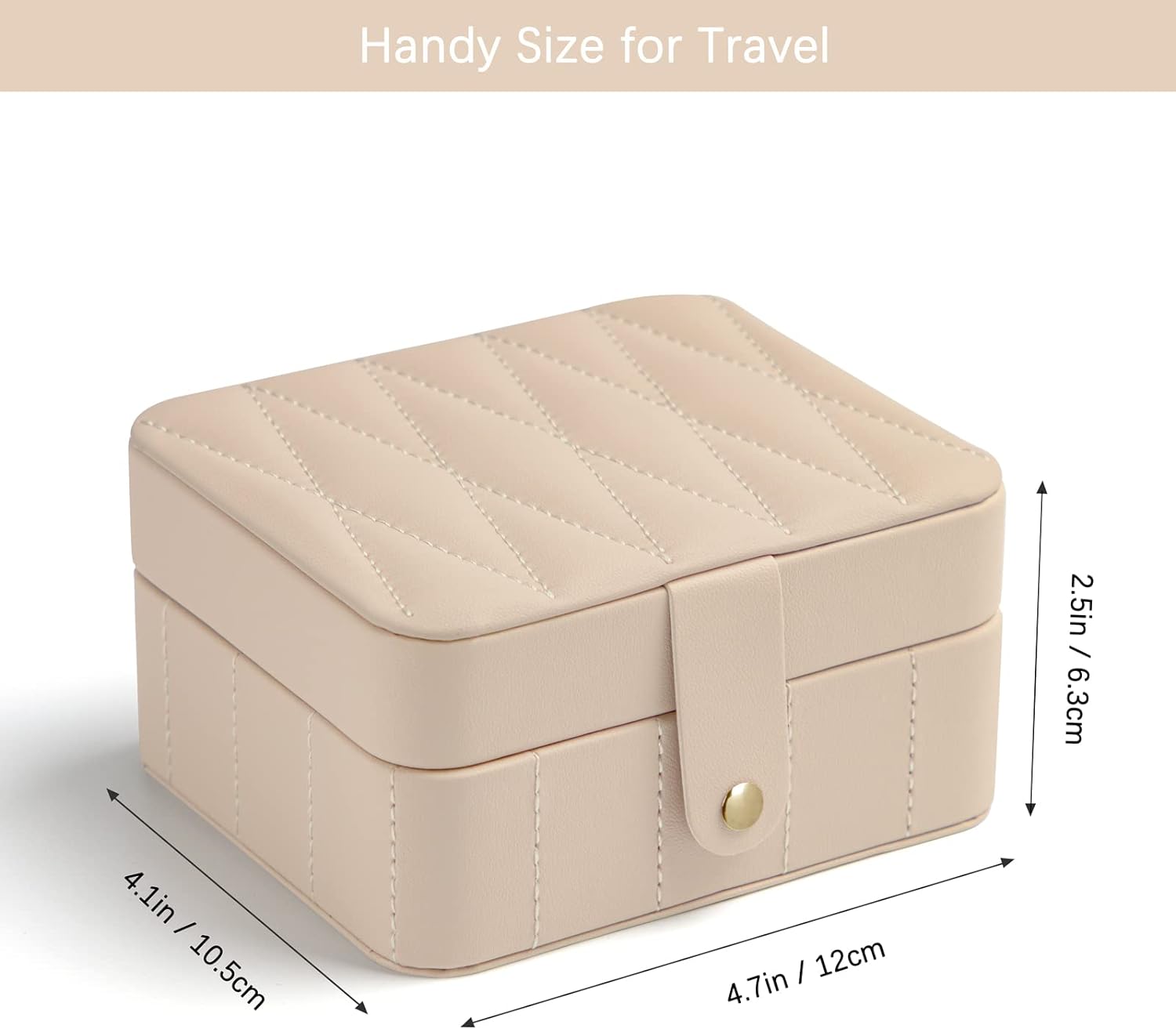 Travel Jewelry Case, Diamond Quilted Leather Portable Jewelry Boxes for Women Girls Gift, Small Jewelry Box Organizer for Necklaces, Bracelet, Earrings, Rings (Beige)