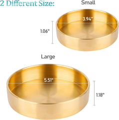 Exttlliy Circular Copper Ring Holder Jewelry Organizer Trays Muti-Functionary Storage Dish with Edge Roll for Key Earring Bracelet (Gold, Small)