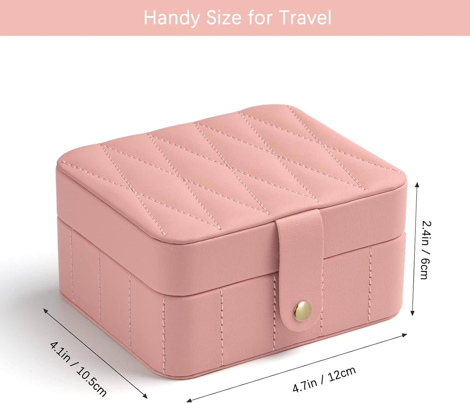 Jewelry Travel Case, Diamond Quilted Leather Portable Jewelry Boxes for Women Girls Gift, Small Jewelry Box Organizer for Necklaces, Bracelet, Earrings, Rings (Pink)