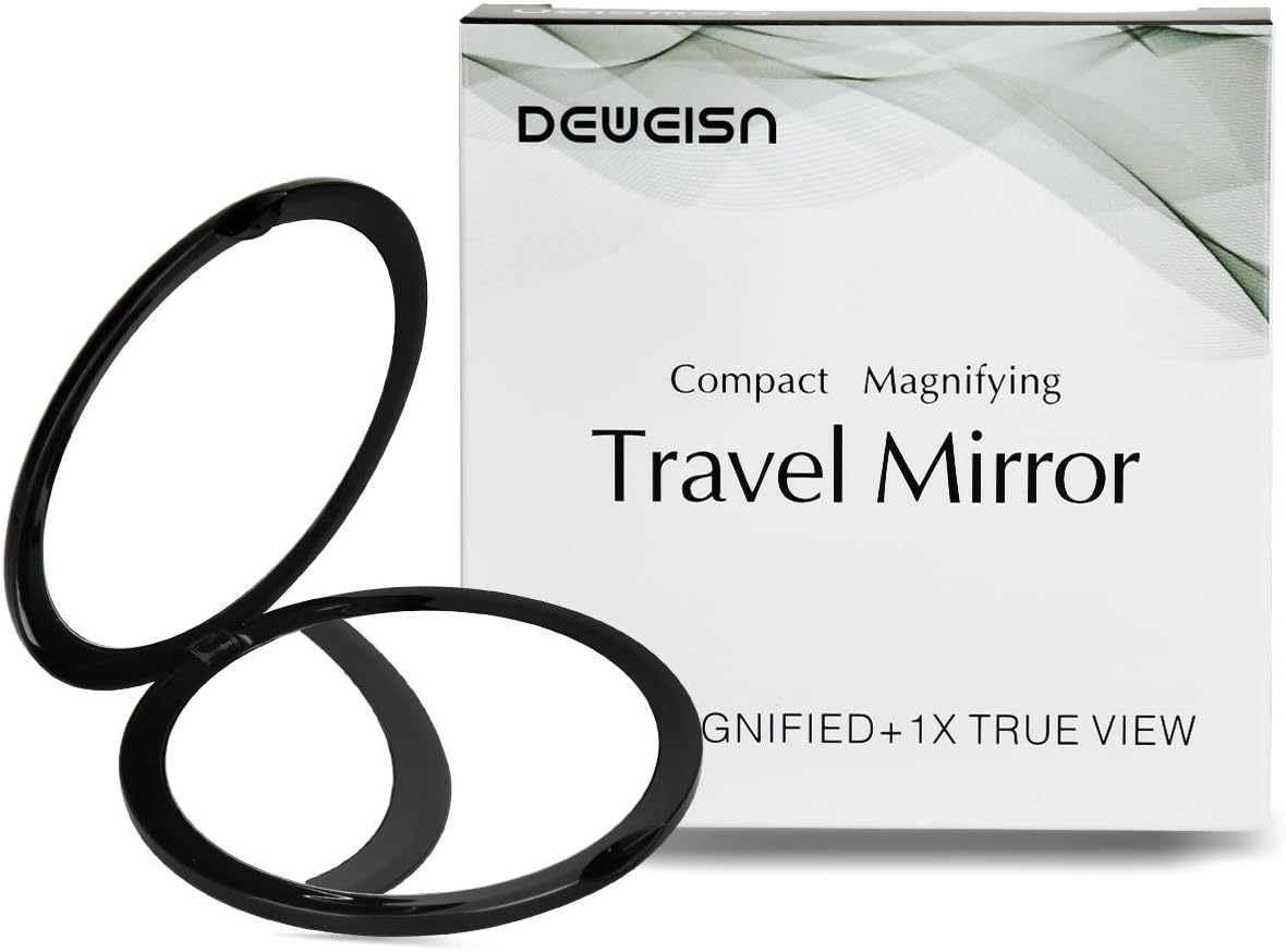 Magnifying Compact Cosmetic Mirror Elegant Pocket Handheld Makeup Mirror with Powerful 10x Magnification and 1x True View Mirror for Travel or Your Purse