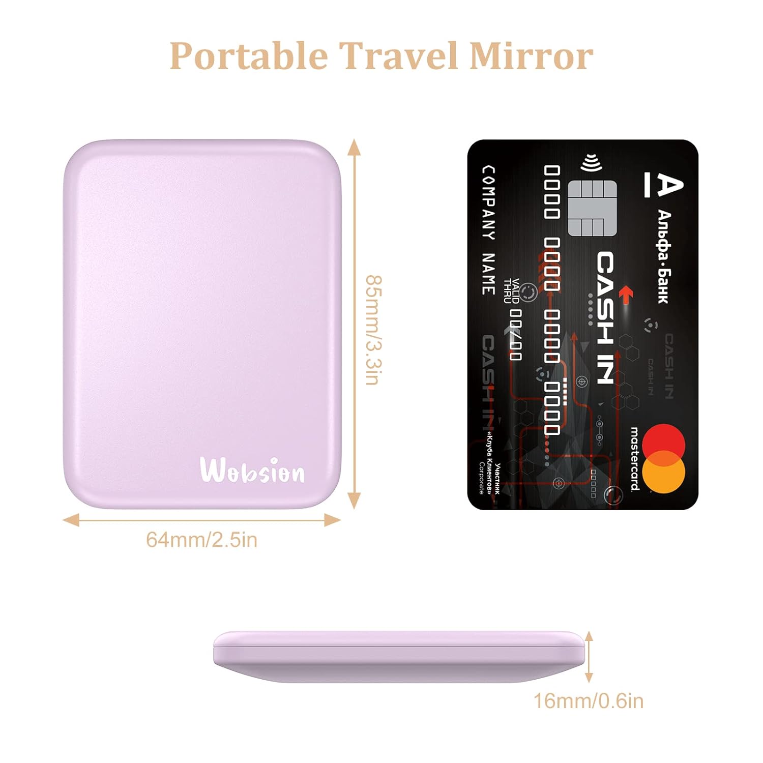 Rechargeable Travel Mirror,1x/3x Magnification Compact Mirror,3 Color Lights Pocket Mirror,Dimmable Portable Makeup Mirror,400mah,Small Mirror for Purse,Gifts,Purple