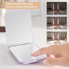 Rechargeable Travel Mirror,1x/3x Magnification Compact Mirror,3 Color Lights Pocket Mirror,Dimmable Portable Makeup Mirror,400mah,Small Mirror for Purse,Gifts,Purple