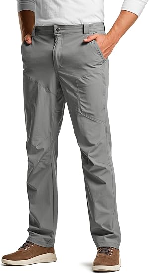 Men's Vent Stretch Pants, Quick Dry Lightweight Casual Cargo Pants, Water Resistant Straight-Fit Utility Work Pants