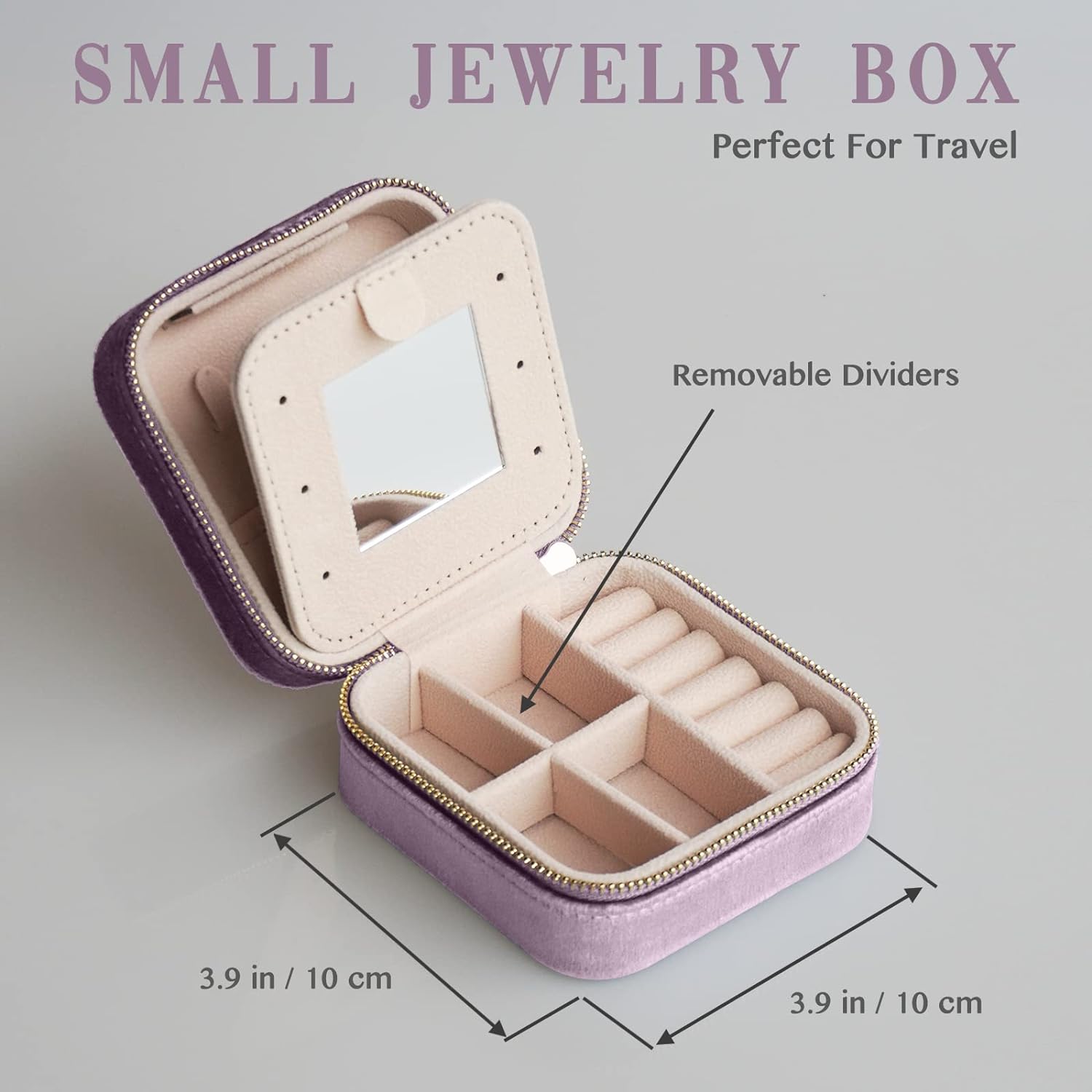 Velvet Travel Jewelry Case, Portable Mini Jewelry Travel Organizer, Small Jewelry Boxes for Women, Bridesmaid Gifts and Travel Essential to Store Ring, Necklace, Earring(Lilac-1 pc)