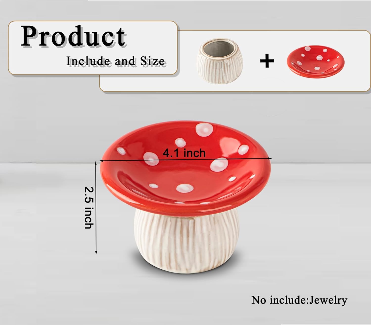 Mushroom Ring Holder Jewelry Tray Red Ring Dish Ceramic Trinket Storage Jar Mini Engagement Ring Holder