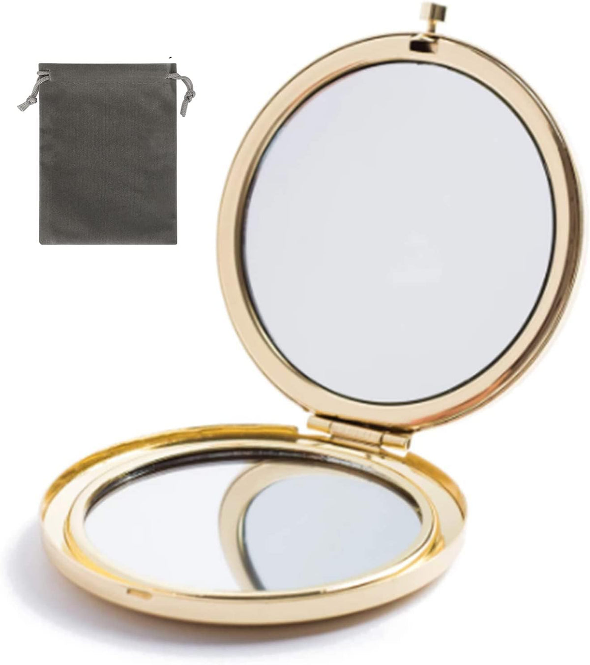 Magnifying Compact Mirror for Purses with 2 x 1x Magnification, Folding Mini Pocket Double Sided Travel Makeup Mirror,Perfect for Purse, Pocket and Travel,Cosmetic Mirror with Storage Bag