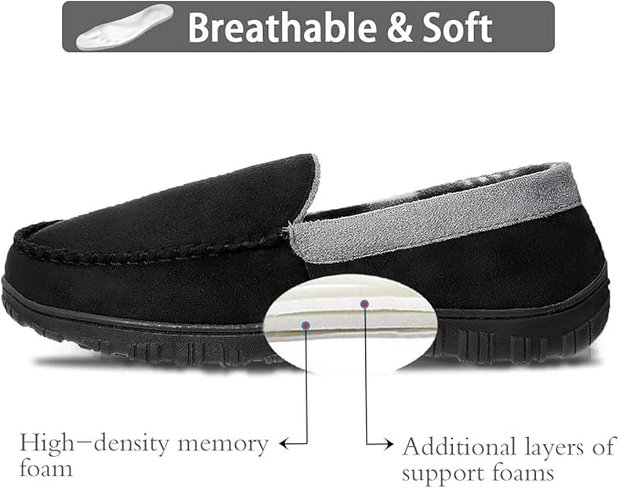 Mens Slippers Microsuede Moccasin Memory Foam House Shoes