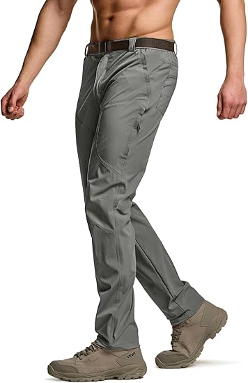 Men's Vent Stretch Pants, Quick Dry Lightweight Casual Cargo Pants, Water Resistant Straight-Fit Utility Work Pants