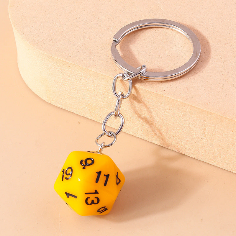 Colorful Multi-sided Dice Fun Pendant Men's Keychain