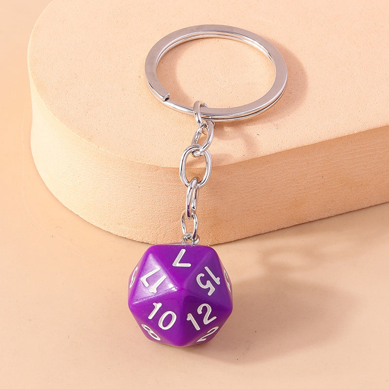 Colorful Multi-sided Dice Fun Pendant Men's Keychain