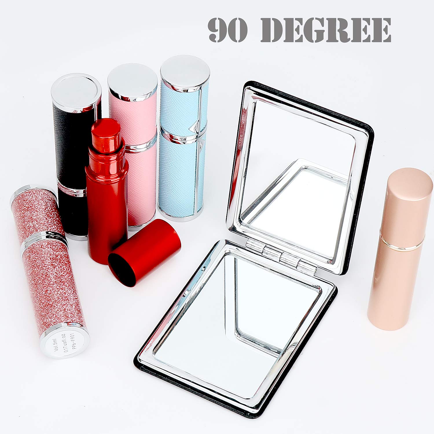 Direct Compact Vanity Mirror for Men, Black, Travel Makeup Mirror for Handbag Pocket Wallet, Portable Double-Sided Magnifying Cosmetic Mirror for Daily, Work, Business