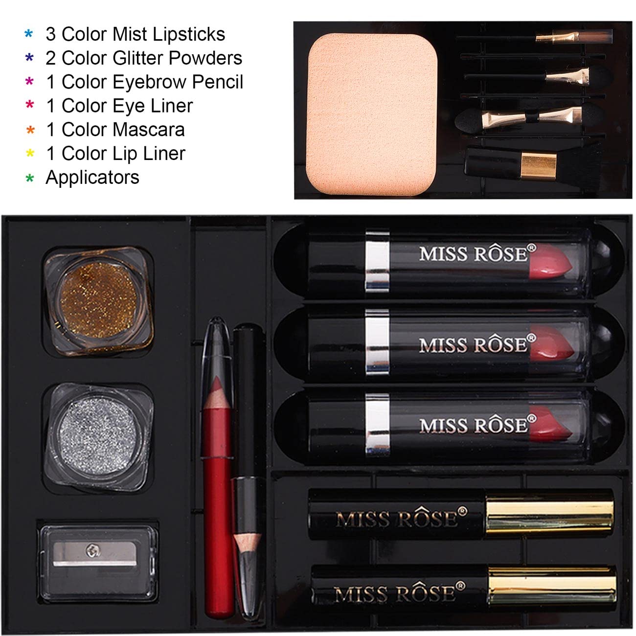 58 colors Professional All In One Makeup Full Kit for Women Girls Beginner, Makeup Gift Set with Eye Shadow Blush, Lipstick, Compact Powder, Mascara, Eyeliner, Lip Liner, Eyebrow Pencil, Glitter(331N)