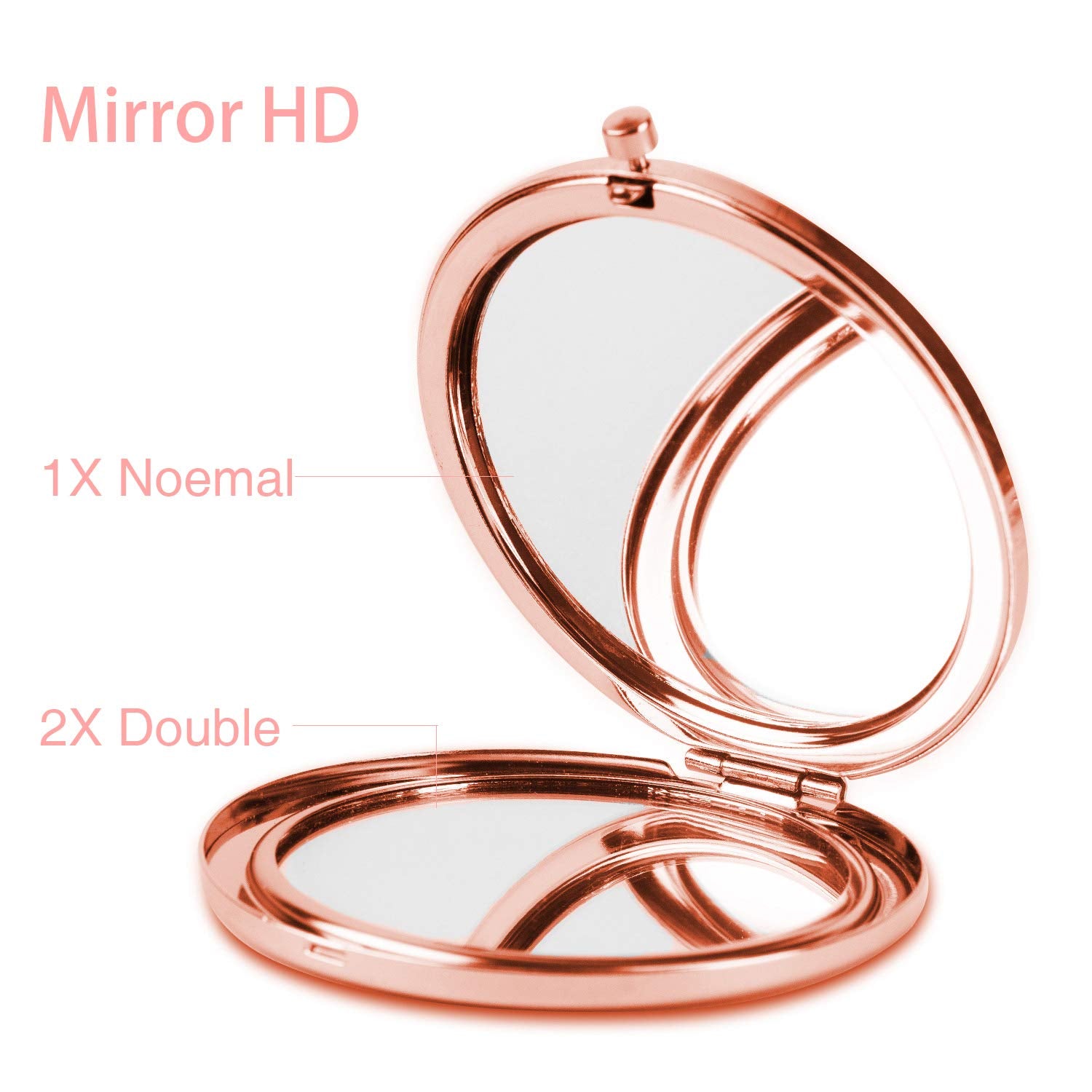 Compact Mirror Rose Gold Makeup Mirror Folding Mini Pocket Mirror Portable Hand Mirror Double-Sided 2 x 1x Magnification for Woman Girls Great Gift (A-Red Rose)