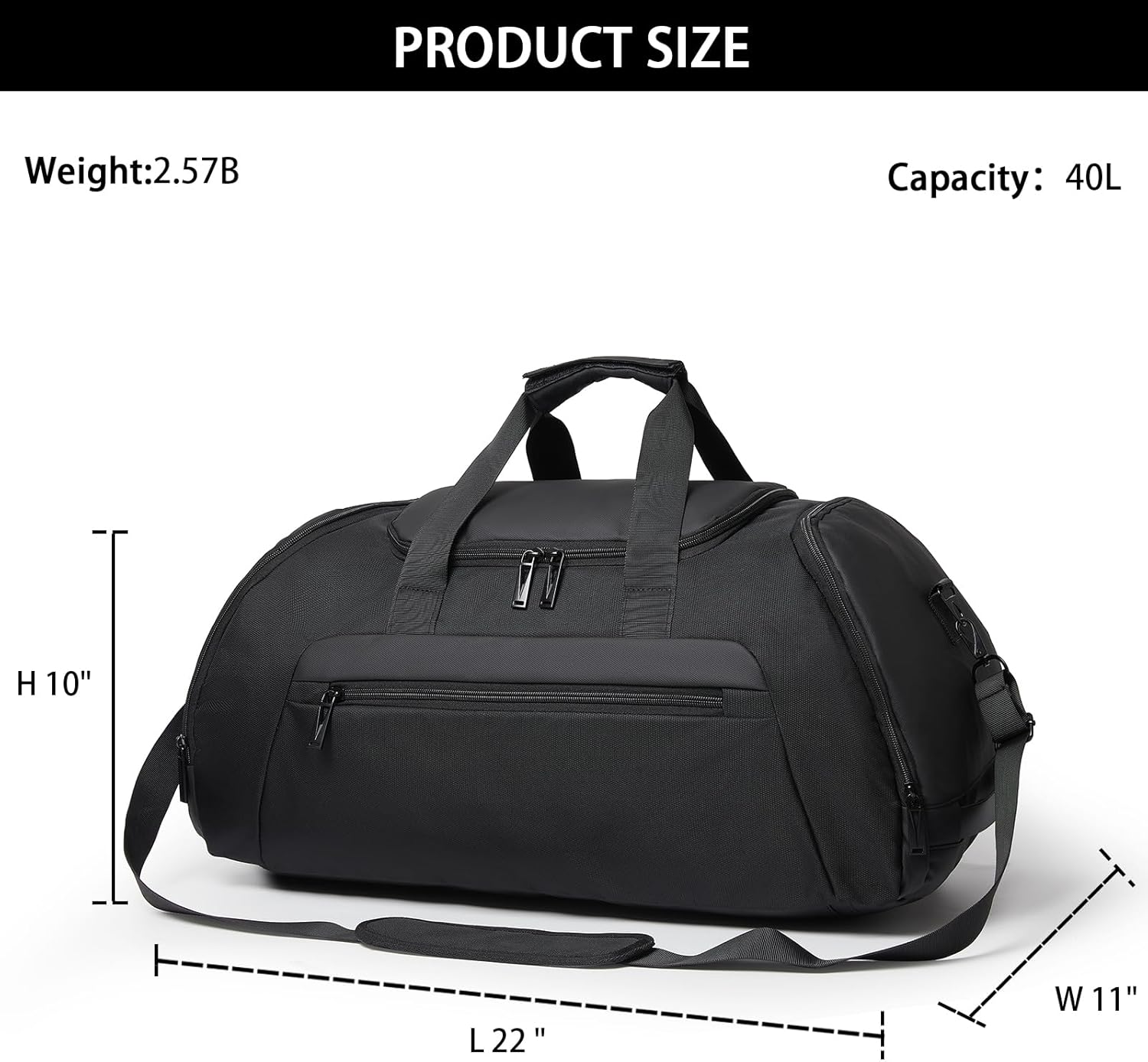 Gym Bags For Men & Women Waterproof Sports Duffel Bags Travel Backpack Weekender Bag For Men Women Overnight Bag With Shoe Compartment & Wet Pocket Mens Gym Bag B-GD-001-Black