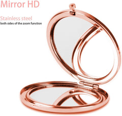 Compact Mirror Round Rose Gold Makeup Mirror Folding Mini Pocket Mirror Portable Hand Mirror Double-Sided with 2 x 1x Magnification for Woman Mother Kids Great Gift - Hummingbird