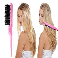 8Pcs Hair Brushes Set with 4Pcs Hair Tail Tools 1Pcs Bristle Teasing Hair Brush 1Pcs Edge Control Brush 2Pcs Metal Pin Rat Tail Combs for Woman Girl Hair Styling,Edge&Back Brushing,Pink