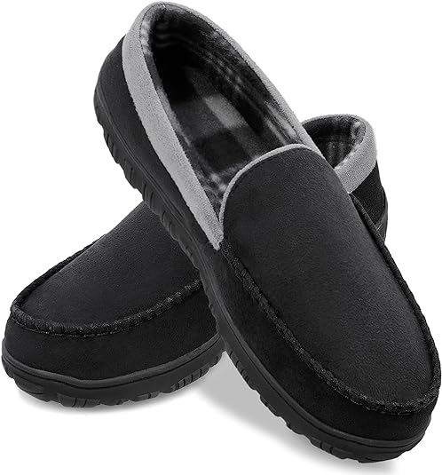 Mens Slippers Microsuede Moccasin Memory Foam House Shoes