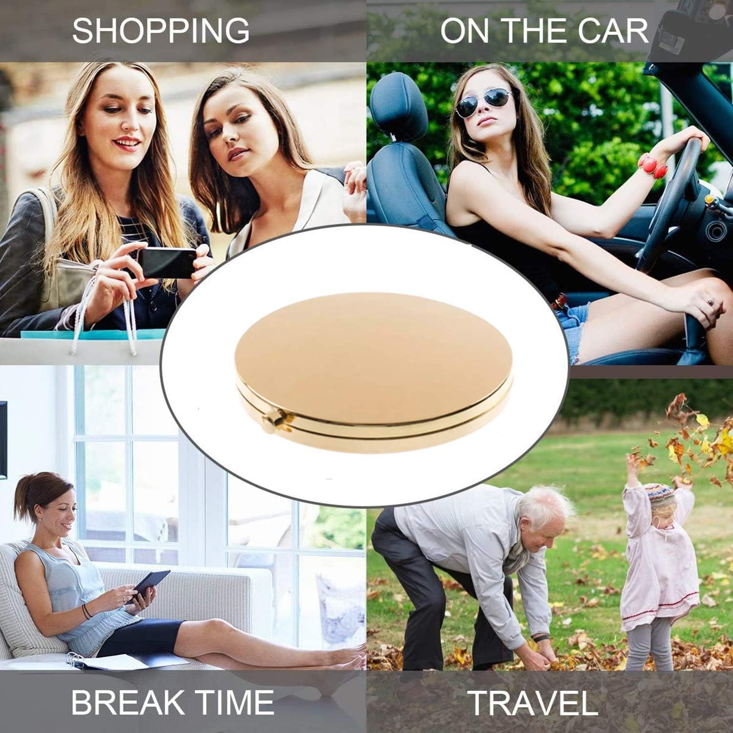 Magnifying Compact Mirror for Purses with 2 x 1x Magnification, Folding Mini Pocket Double Sided Travel Makeup Mirror,Perfect for Purse, Pocket and Travel,Cosmetic Mirror with Storage Bag