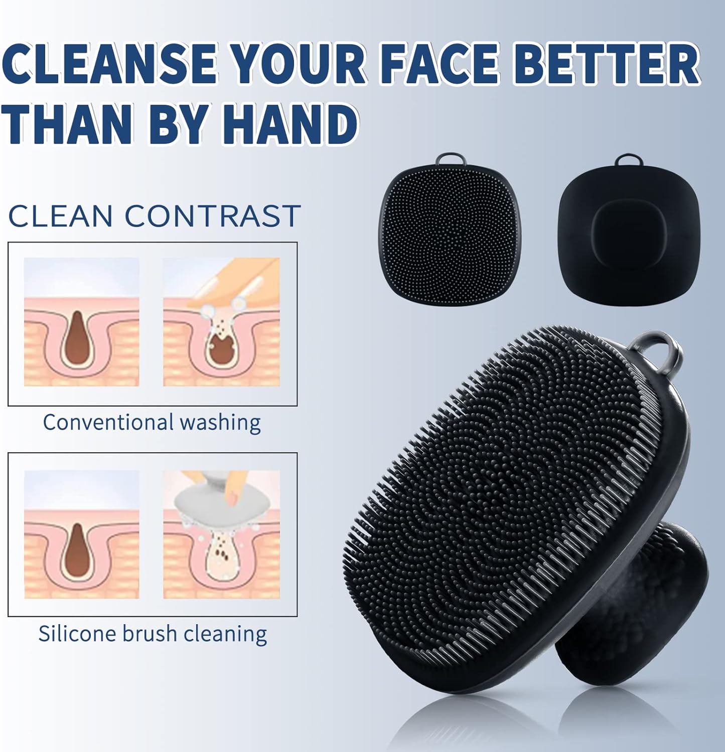 Face Scrubber, Silicone Face Scrubber for Men, Facial Cleansing Brush Silicone Face Wash Brush Manual Waterproof Cleansing Skin Care Face Brushes for Cleansing and Exfoliating