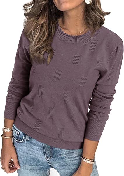 Womens Fall Sweater Long Sleeve Crew Knit Pullover Tops Trendy Dressy Blouse Business Casual Outfit Fashion 2024