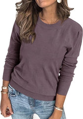 Womens Fall Sweater Long Sleeve Crew Knit Pullover Tops Trendy Dressy Blouse Business Casual Outfit Fashion 2024