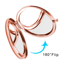 Compact Mirror Rose Gold Makeup Mirror Folding Mini Pocket Mirror Portable Hand Mirror Double-Sided 2 x 1x Magnification for Woman Girls Great Gift (A-Red Rose)