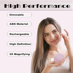 LED Compact Mirror with Lights, Dimmable, Portable, Magnifying, Rechargeable