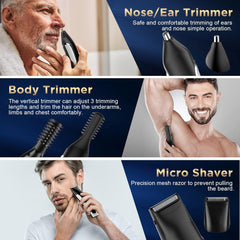 Beard Trimmer for Men, Waterproof Electric Razor Hair Trimmer, IPX7 Washable Hair Clippers for Beard, Mens Grooming Kit for Nose Mustache Body Facial, Gifts for Men Father Husband