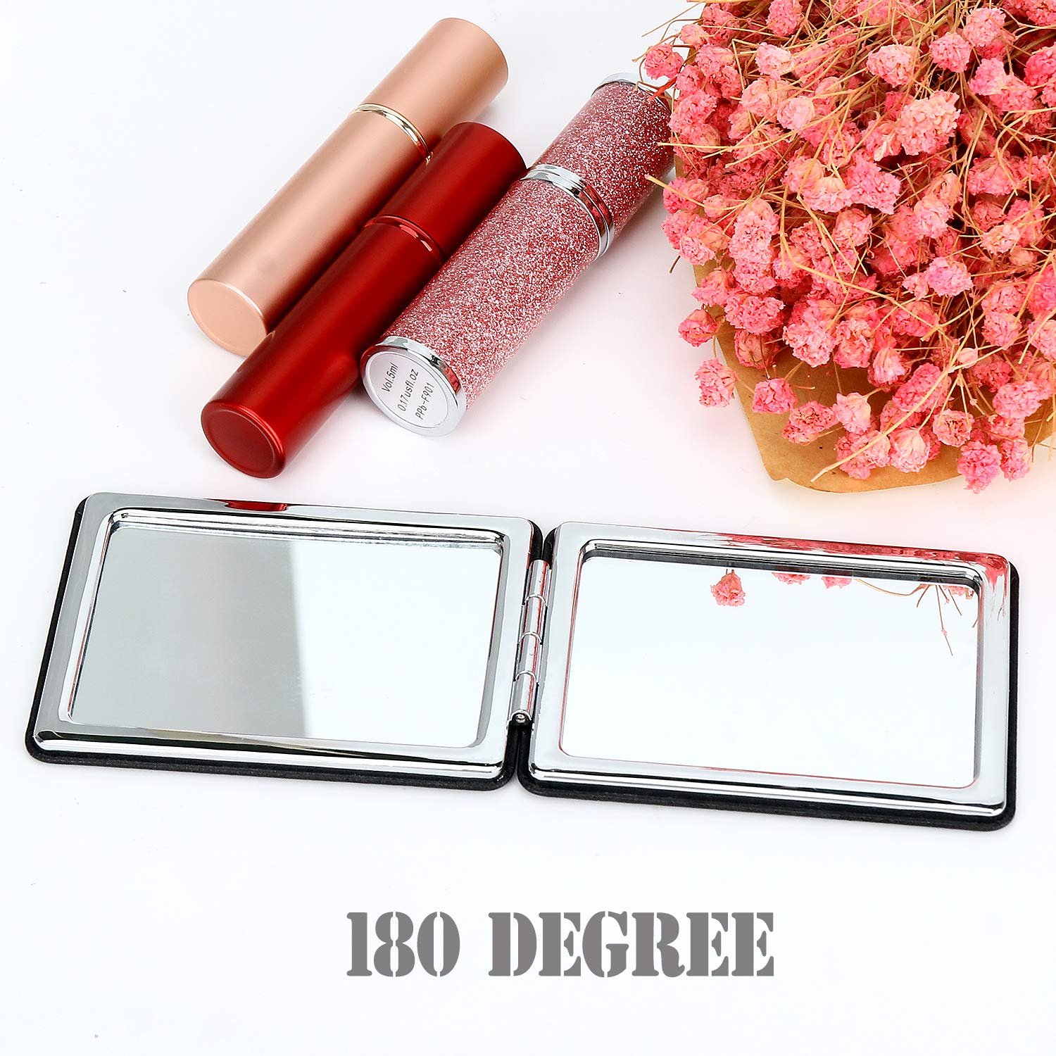 Direct Compact Vanity Mirror for Men, Black, Travel Makeup Mirror for Handbag Pocket Wallet, Portable Double-Sided Magnifying Cosmetic Mirror for Daily, Work, Business