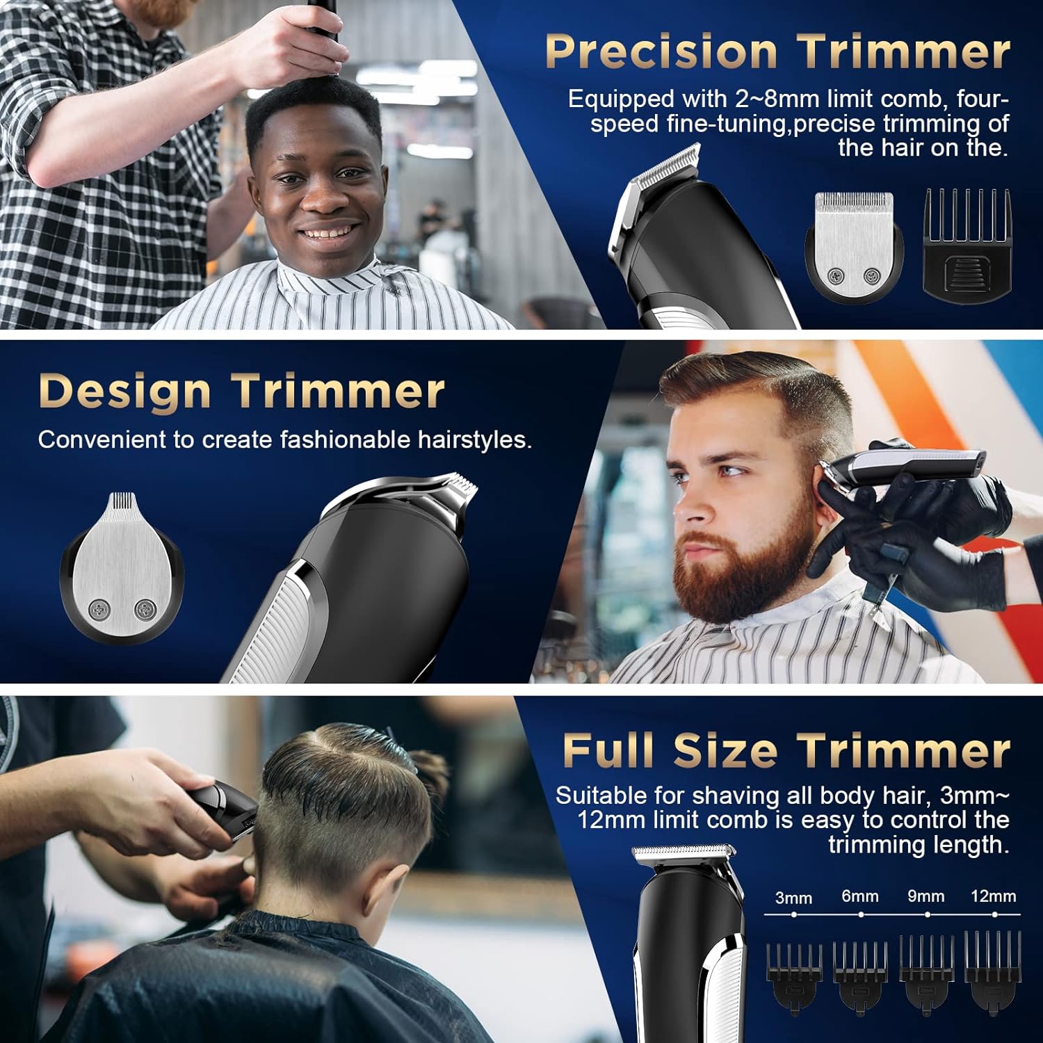 Beard Trimmer for Men, Waterproof Electric Razor Hair Trimmer, IPX7 Washable Hair Clippers for Beard, Mens Grooming Kit for Nose Mustache Body Facial, Gifts for Men Father Husband