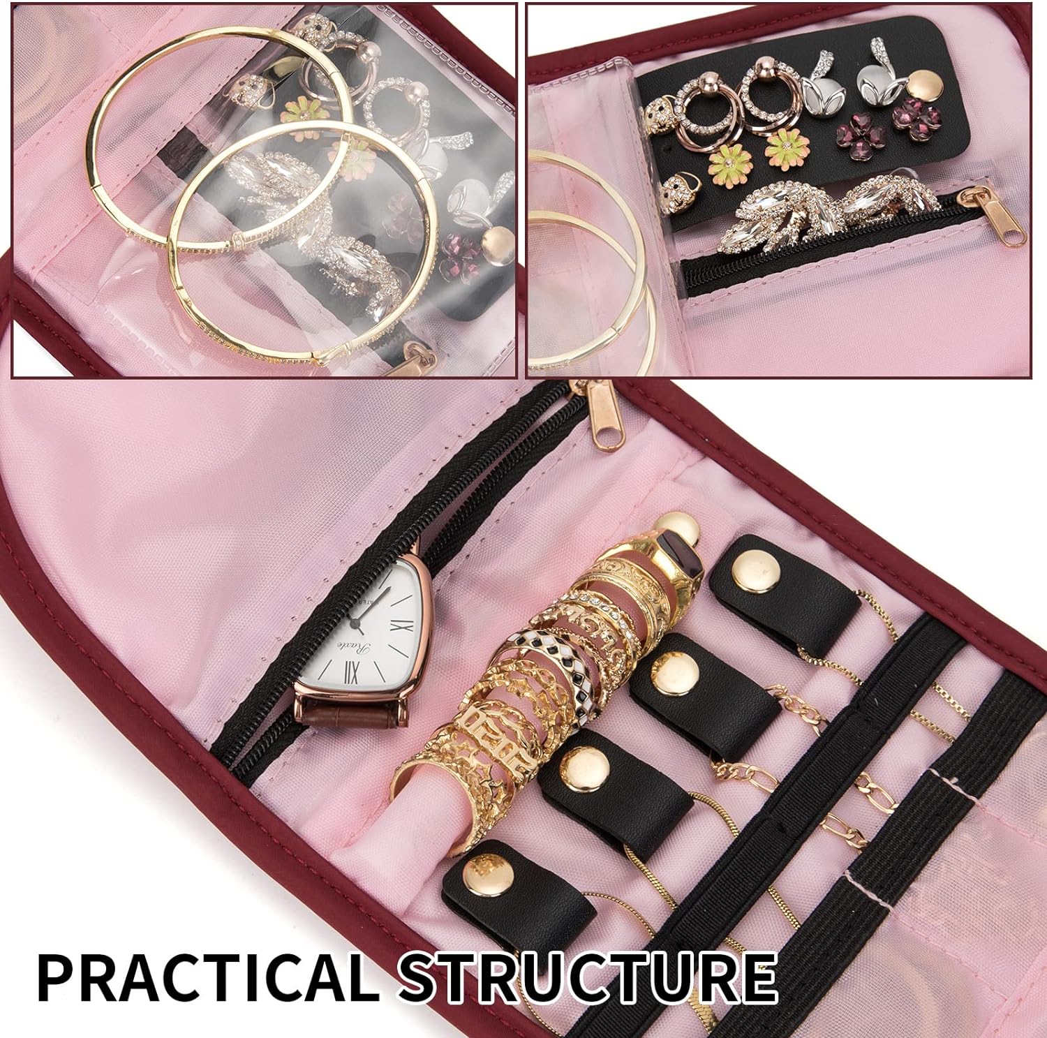 Travel Jewelry Organizer Case Small: Jewelry Roll - Necklaces Travel Jewelry Bag