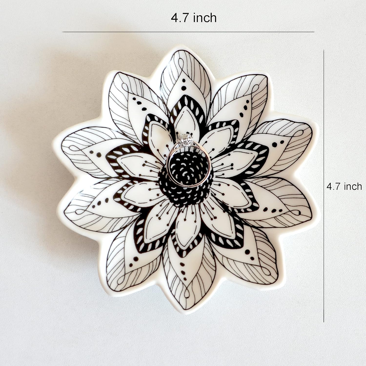 Small Flower Jewelry Dish Tray, Decorative Ceramic Trinket Dish, Modern Accent Tray for Vanity